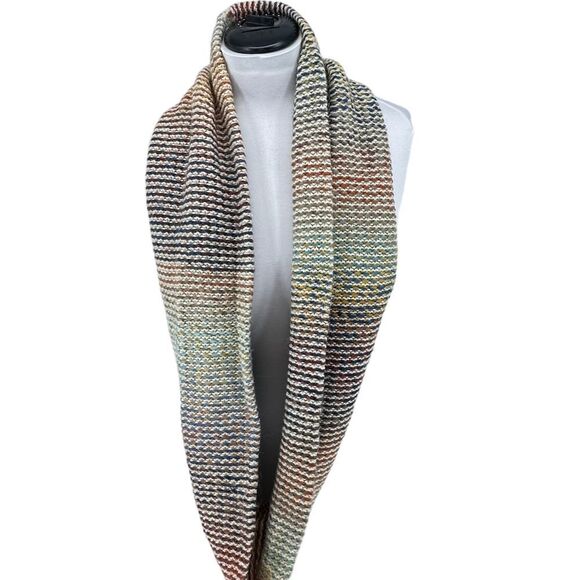 Steve Madden Multicolor Striped Knit Infinity‎ Scarf Cozy Winter Accessory - Picture 1 of 8